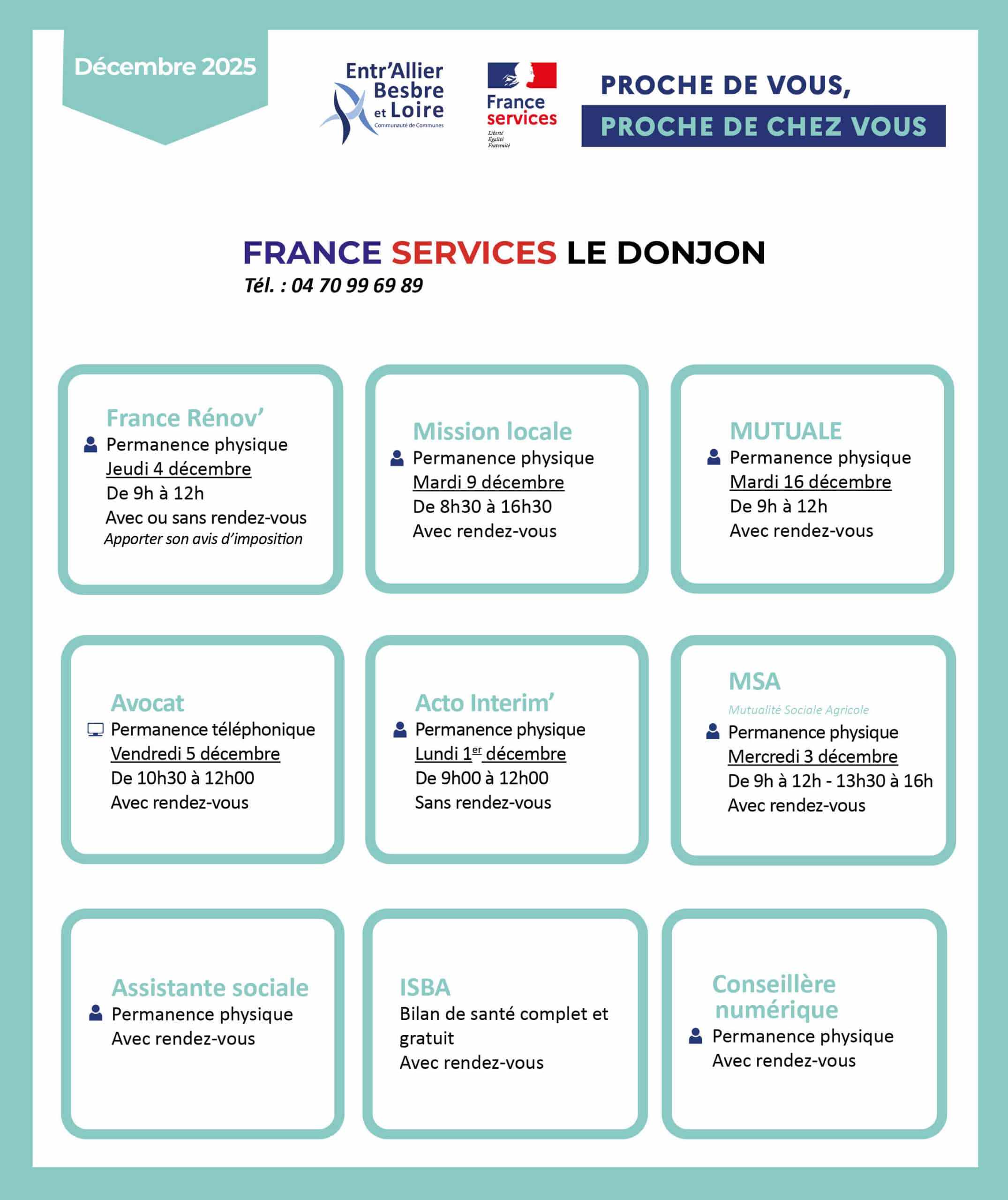 Le Donjon - Permanences Décembre2025